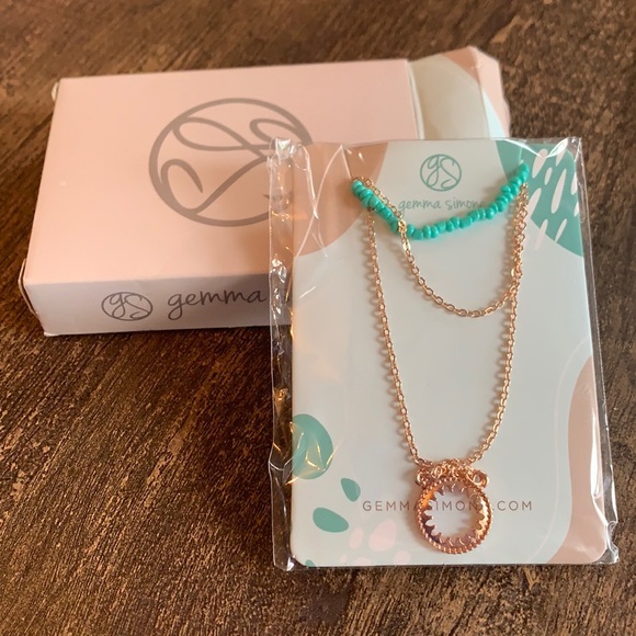 Gemma Simone Layered Aqua Beaded Necklace - Picture 2 of 4